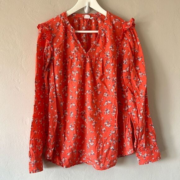 GAP Tops - Gap Print Ruffle Shirt